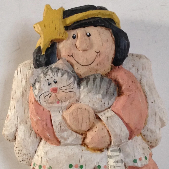 Angel Star Headband With White Gray Tabby Cat Fridge Magnet Resin 3 Inches Tall - Picture 2 of 5